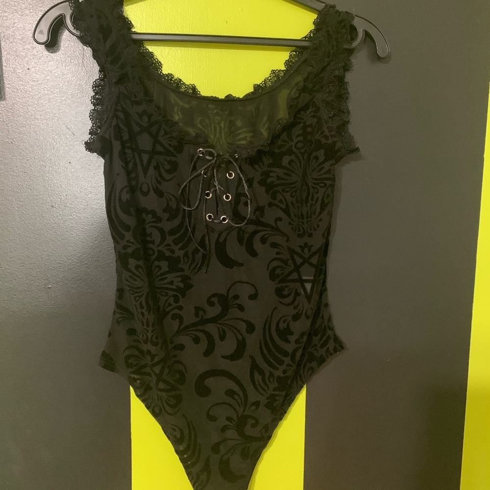 Inspired killstar bodysuit lucifer and pentagram